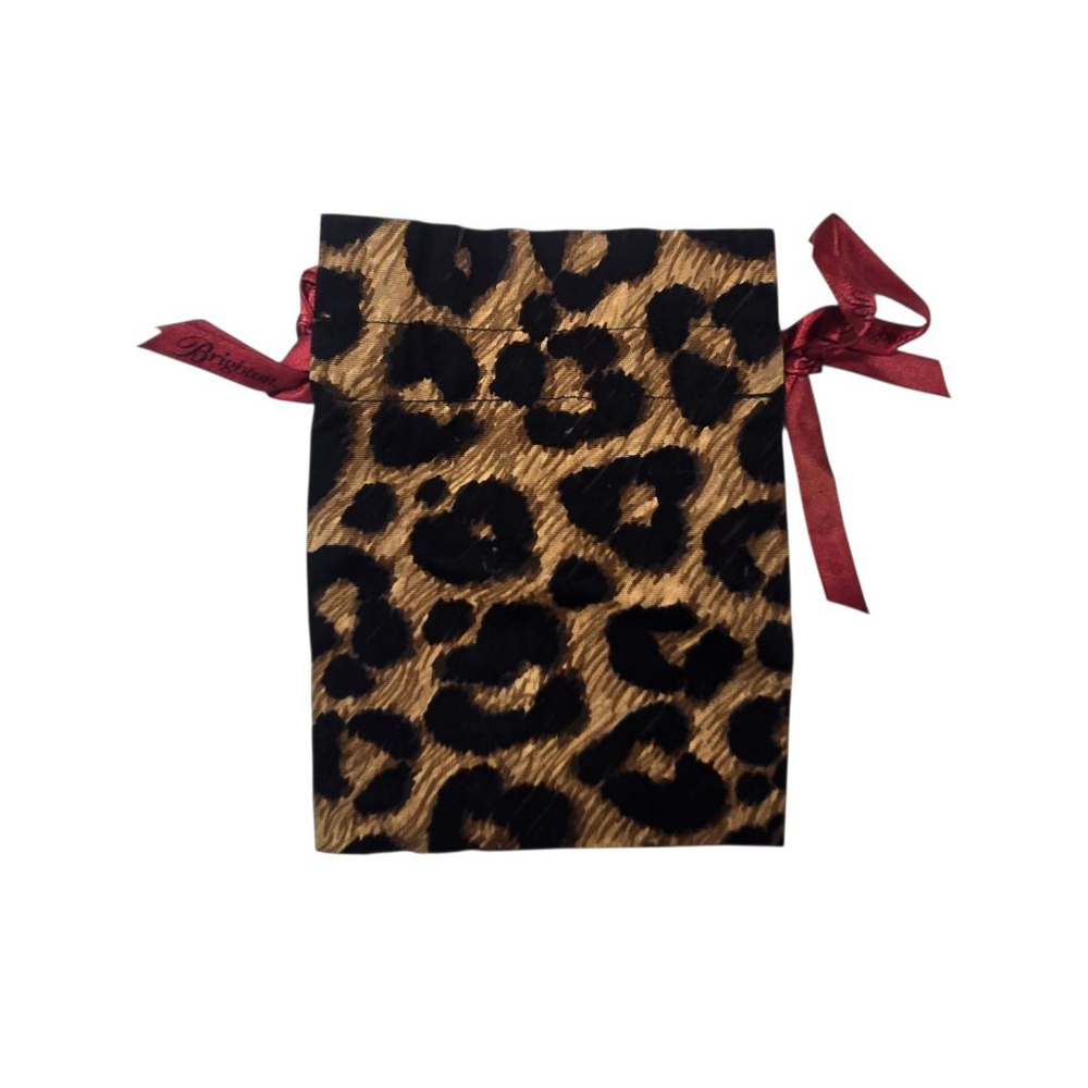 Brighton Jewelry Bag Leopard Print Drawstring Travel Bag Medium Size Brown Black